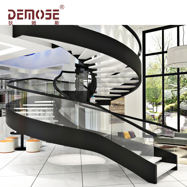 法國別墅雙鋼板旋轉(zhuǎn)樓梯工程