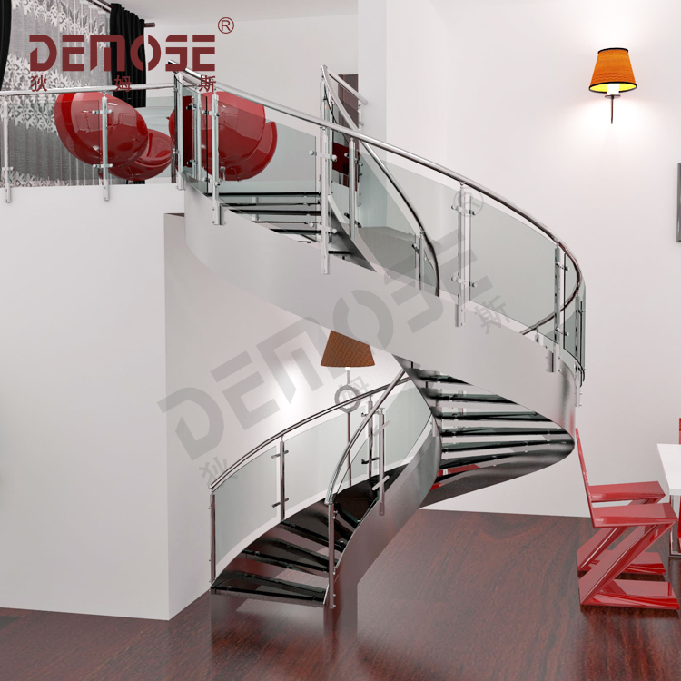 特立尼達島室內鋼玻璃旋轉樓梯工程